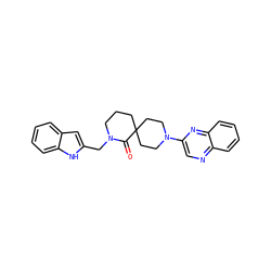 O=C1N(Cc2cc3ccccc3[nH]2)CCCC12CCN(c1cnc3ccccc3n1)CC2 ZINC000096173159