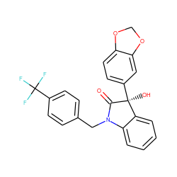 O=C1N(Cc2ccc(C(F)(F)F)cc2)c2ccccc2[C@]1(O)c1ccc2c(c1)OCO2 ZINC000071341389
