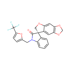 O=C1N(Cc2ccc(C(F)(F)F)o2)c2ccccc2[C@@]12COc1cc3c(cc12)OCO3 ZINC000113473394