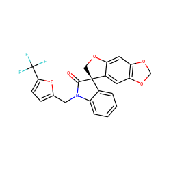 O=C1N(Cc2ccc(C(F)(F)F)o2)c2ccccc2[C@]12COc1cc3c(cc12)OCO3 ZINC000113473392