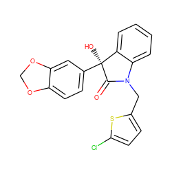 O=C1N(Cc2ccc(Cl)s2)c2ccccc2[C@]1(O)c1ccc2c(c1)OCO2 ZINC000071332723