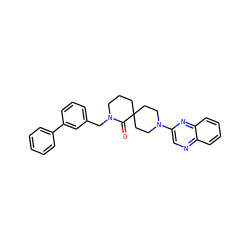 O=C1N(Cc2cccc(-c3ccccc3)c2)CCCC12CCN(c1cnc3ccccc3n1)CC2 ZINC000096173060