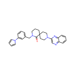O=C1N(Cc2cccc(-n3cccc3)c2)CCCC12CCN(c1cnc3ccccc3n1)CC2 ZINC000096173073