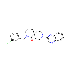 O=C1N(Cc2cccc(Cl)c2)CCCC12CCN(c1cnc3ccccc3n1)CC2 ZINC000096173065