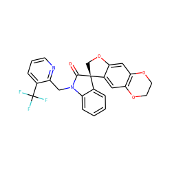 O=C1N(Cc2ncccc2C(F)(F)F)c2ccccc2[C@]12COc1cc3c(cc12)OCCO3 ZINC000116665057