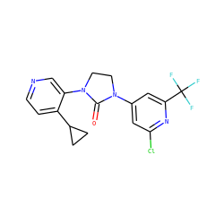 O=C1N(c2cc(Cl)nc(C(F)(F)F)c2)CCN1c1cnccc1C1CC1 ZINC000144329917