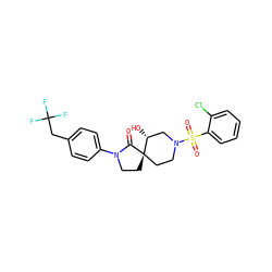 O=C1N(c2ccc(CC(F)(F)F)cc2)CC[C@@]12CCN(S(=O)(=O)c1ccccc1Cl)C[C@H]2O ZINC000096167530