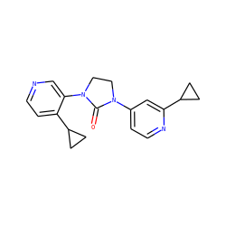 O=C1N(c2ccnc(C3CC3)c2)CCN1c1cnccc1C1CC1 ZINC000144002406