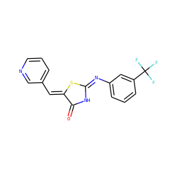 O=C1N/C(=N\c2cccc(C(F)(F)F)c2)S/C1=C\c1cccnc1 ZINC000001447320