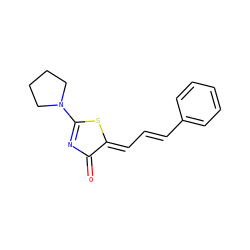 O=C1N=C(N2CCCC2)S/C1=C\C=C\c1ccccc1 ZINC000013114173