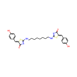 O=C1N=C(NCCCCCCCCNC2=NC(=O)/C(=C/c3ccc(O)cc3)S2)S/C1=C\c1ccc(O)cc1 ZINC000095561983
