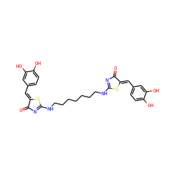 O=C1N=C(NCCCCCCCNC2=NC(=O)/C(=C/c3ccc(O)c(O)c3)S2)S/C1=C\c1ccc(O)c(O)c1 ZINC000095564129