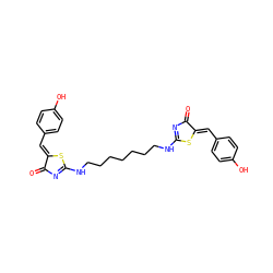 O=C1N=C(NCCCCCCCNC2=NC(=O)/C(=C/c3ccc(O)cc3)S2)S/C1=C\c1ccc(O)cc1 ZINC000095562743