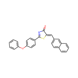 O=C1N=C(c2ccc(Oc3ccccc3)cc2)S/C1=C\c1ccc2ccccc2c1 ZINC000084654708