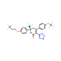 O=C1N[C@@](c2ccc(OCCC(F)(F)F)cc2)(C(F)(F)F)CC(c2ccc(OC(F)(F)F)cc2)=C1c1nn[nH]n1 ZINC001772657960