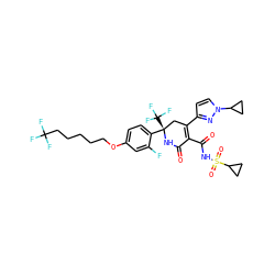 O=C1N[C@@](c2ccc(OCCCCCC(F)(F)F)cc2F)(C(F)(F)F)CC(c2ccn(C3CC3)n2)=C1C(=O)NS(=O)(=O)C1CC1 ZINC001772616202