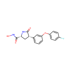 O=C1N[C@@H](C(=O)NO)C[C@H]1c1cccc(Oc2ccc(F)cc2)c1 ZINC000013808793