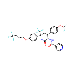 O=C1N[C@](c2ccc(OCCCC(F)(F)F)cc2)(C(F)(F)F)CC(c2ccc(OC(F)F)cc2)=C1NC(=O)c1ccncc1 ZINC001772575316
