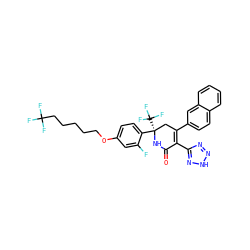 O=C1N[C@](c2ccc(OCCCCCC(F)(F)F)cc2F)(C(F)(F)F)CC(c2ccc3ccccc3c2)=C1c1nn[nH]n1 ZINC001772631297