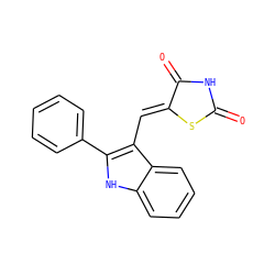 O=C1NC(=O)/C(=C/c2c(-c3ccccc3)[nH]c3ccccc23)S1 ZINC000115659512