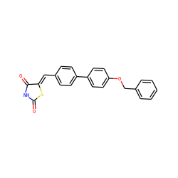 O=C1NC(=O)/C(=C/c2ccc(-c3ccc(OCc4ccccc4)cc3)cc2)S1 ZINC000473128615