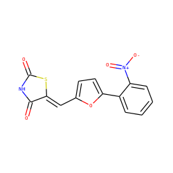O=C1NC(=O)/C(=C/c2ccc(-c3ccccc3[N+](=O)[O-])o2)S1 ZINC000013549069