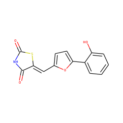 O=C1NC(=O)/C(=C/c2ccc(-c3ccccc3O)o2)S1 ZINC000035962304