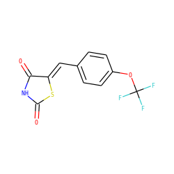 O=C1NC(=O)/C(=C/c2ccc(OC(F)(F)F)cc2)S1 ZINC000040848210