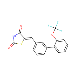 O=C1NC(=O)/C(=C/c2cccc(-c3ccccc3OC(F)(F)F)c2)S1 ZINC000034095797