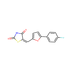 O=C1NC(=O)/C(=C\c2ccc(-c3ccc(F)cc3)o2)S1 ZINC000000973810