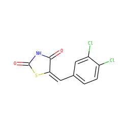 O=C1NC(=O)/C(=C\c2ccc(Cl)c(Cl)c2)S1 ZINC000000975836
