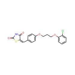 O=C1NC(=O)/C(=C\c2ccc(OCCCOc3ccccc3Cl)cc2)S1 ZINC000033430237