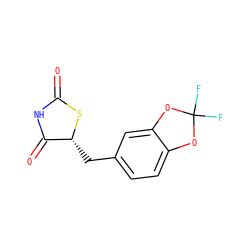 O=C1NC(=O)[C@@H](Cc2ccc3c(c2)OC(F)(F)O3)S1 ZINC000072179689