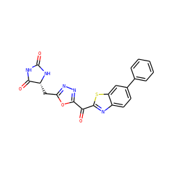 O=C1NC(=O)[C@@H](Cc2nnc(C(=O)c3nc4ccc(-c5ccccc5)cc4s3)o2)N1 ZINC000210806919