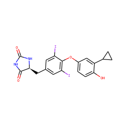 O=C1NC(=O)[C@H](Cc2cc(I)c(Oc3ccc(O)c(C4CC4)c3)c(I)c2)N1 ZINC000029123797