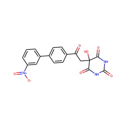 O=C1NC(=O)C(O)(CC(=O)c2ccc(-c3cccc([N+](=O)[O-])c3)cc2)C(=O)N1 ZINC000095577249