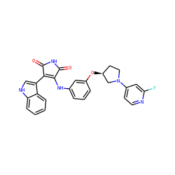 O=C1NC(=O)C(c2c[nH]c3ccccc23)=C1Nc1cccc(O[C@H]2CCN(c3ccnc(F)c3)C2)c1 ZINC000103271347