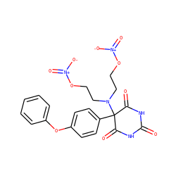 O=C1NC(=O)C(c2ccc(Oc3ccccc3)cc2)(N(CCO[N+](=O)[O-])CCO[N+](=O)[O-])C(=O)N1 ZINC000084710887