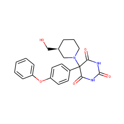 O=C1NC(=O)C(c2ccc(Oc3ccccc3)cc2)(N2CCC[C@H](CO)C2)C(=O)N1 ZINC000084653937