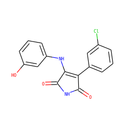 O=C1NC(=O)C(c2cccc(Cl)c2)=C1Nc1cccc(O)c1 ZINC000014945993