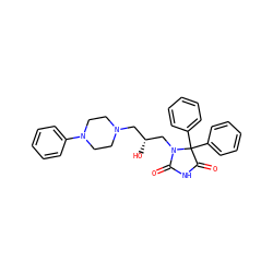 O=C1NC(=O)C(c2ccccc2)(c2ccccc2)N1C[C@H](O)CN1CCN(c2ccccc2)CC1 ZINC000064548514
