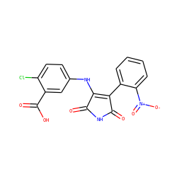 O=C1NC(=O)C(c2ccccc2[N+](=O)[O-])=C1Nc1ccc(Cl)c(C(=O)O)c1 ZINC000014946024