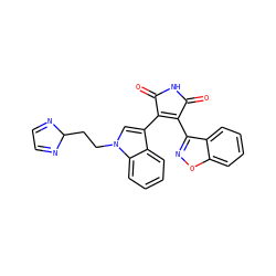 O=C1NC(=O)C(c2cn(CCC3N=CC=N3)c3ccccc23)=C1c1noc2ccccc12 ZINC001772655204