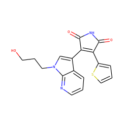 O=C1NC(=O)C(c2cn(CCCO)c3ncccc23)=C1c1cccs1 ZINC000026981330