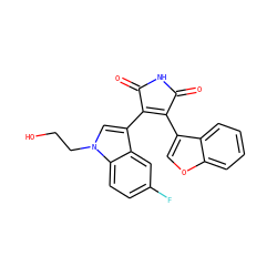 O=C1NC(=O)C(c2cn(CCO)c3ccc(F)cc23)=C1c1coc2ccccc12 ZINC000096929135