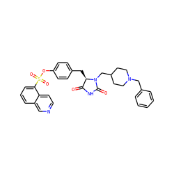 O=C1NC(=O)N(CC2CCN(Cc3ccccc3)CC2)[C@@H]1Cc1ccc(OS(=O)(=O)c2cccc3cnccc23)cc1 ZINC000205343389
