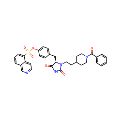 O=C1NC(=O)N(CCC2CCN(C(=O)c3ccccc3)CC2)[C@@H]1Cc1ccc(OS(=O)(=O)c2cccc3cnccc23)cc1 ZINC000205344816
