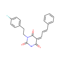 O=C1NC(=O)N(CCc2ccc(F)cc2)C(=O)/C1=C\C=C\c1ccccc1 ZINC000013522455