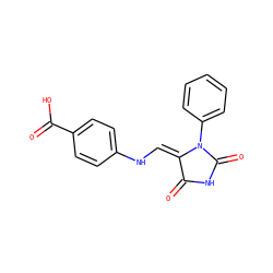 O=C1NC(=O)N(c2ccccc2)/C1=C/Nc1ccc(C(=O)O)cc1 ZINC000109352449