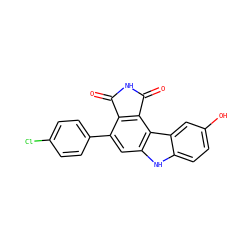 O=C1NC(=O)c2c1c(-c1ccc(Cl)cc1)cc1[nH]c3ccc(O)cc3c21 ZINC000036161207